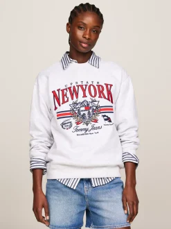 Bluzy Dresowe & Z Kapturem*Tommy Hilfiger Luźna Bluza Prep Explorer Z Logo W Stylu Vintage SILVER GREY HTR