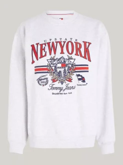Bluzy Dresowe & Z Kapturem*Tommy Hilfiger Luźna Bluza Prep Explorer Z Logo W Stylu Vintage SILVER GREY HTR