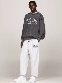 Bluzy Dresowe & Z Kapturem*Tommy Hilfiger Luźna Bluza W Uczelnianym Stylu BLACK