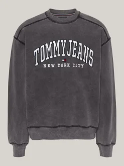 Bluzy Dresowe & Z Kapturem*Tommy Hilfiger Luźna Bluza W Uczelnianym Stylu BLACK
