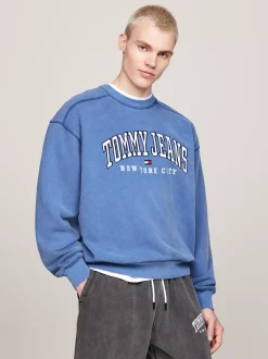 Bluzy Dresowe & Z Kapturem*Tommy Hilfiger Luźna Bluza W Uczelnianym Stylu BRIGHT BLUE