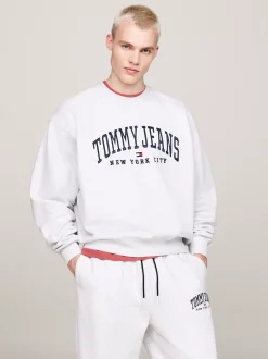 Bluzy Dresowe & Z Kapturem*Tommy Hilfiger Luźna Bluza W Uczelnianym Stylu SILVER GREY