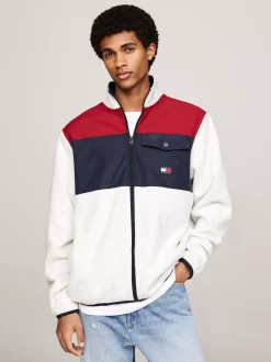 Bluzy Dresowe & Z Kapturem*Tommy Hilfiger Luźna Bluza Z Dzianiny Z Blokami Kolorów REGATTA RED / DARK NIGHT NAVY