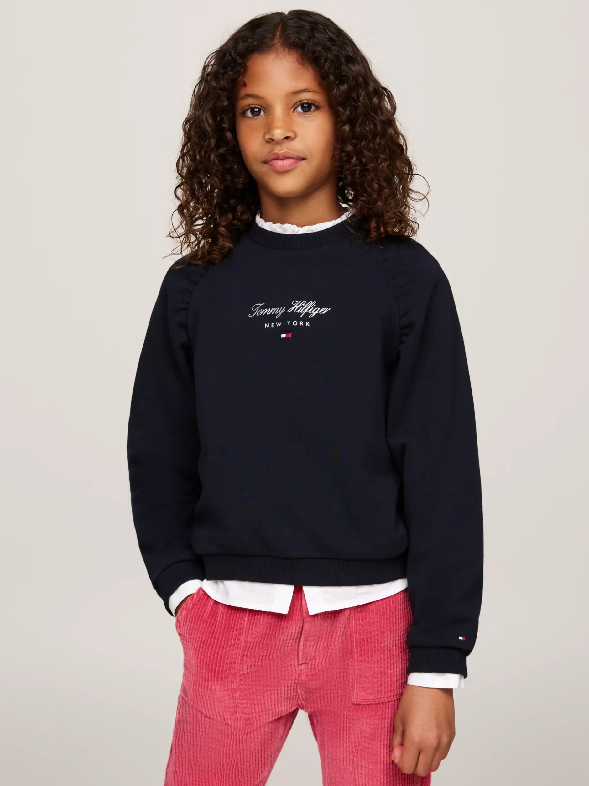 Bluzy Dresowe I Z Kapturem*Tommy Hilfiger Luźna Bluza Z Kaligrafowanym Logo DESERT SKY