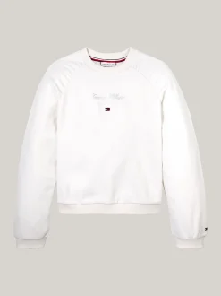 Bluzy Dresowe I Z Kapturem*Tommy Hilfiger Luźna Bluza Z Kaligrafowanym Logo ANCIENT WHITE