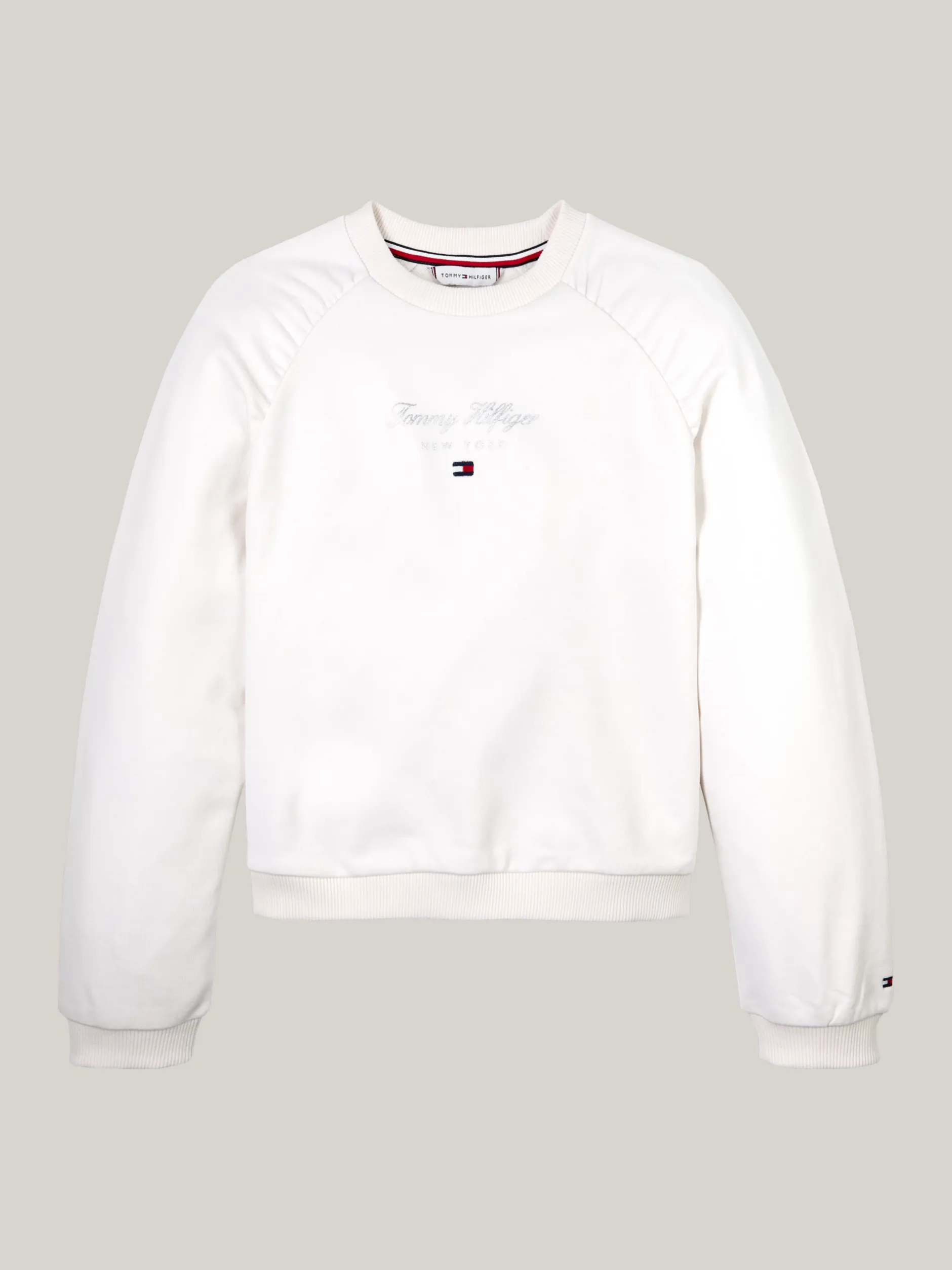 Bluzy Dresowe I Z Kapturem*Tommy Hilfiger Luźna Bluza Z Kaligrafowanym Logo ANCIENT WHITE