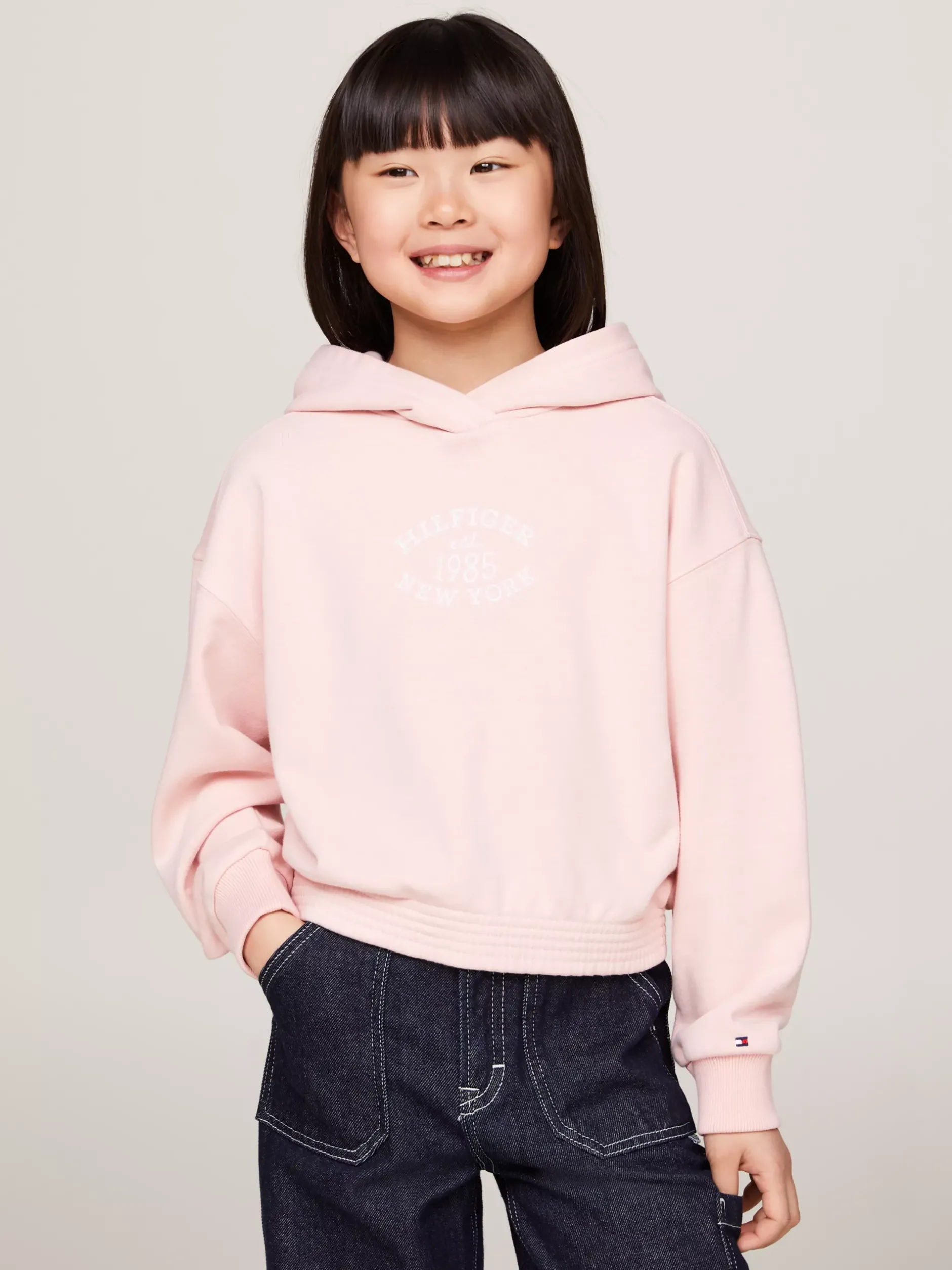 Bluzy Dresowe I Z Kapturem*Tommy Hilfiger Luźna Bluza Z Kapturem I Logo Hilfiger SOFT ROSE