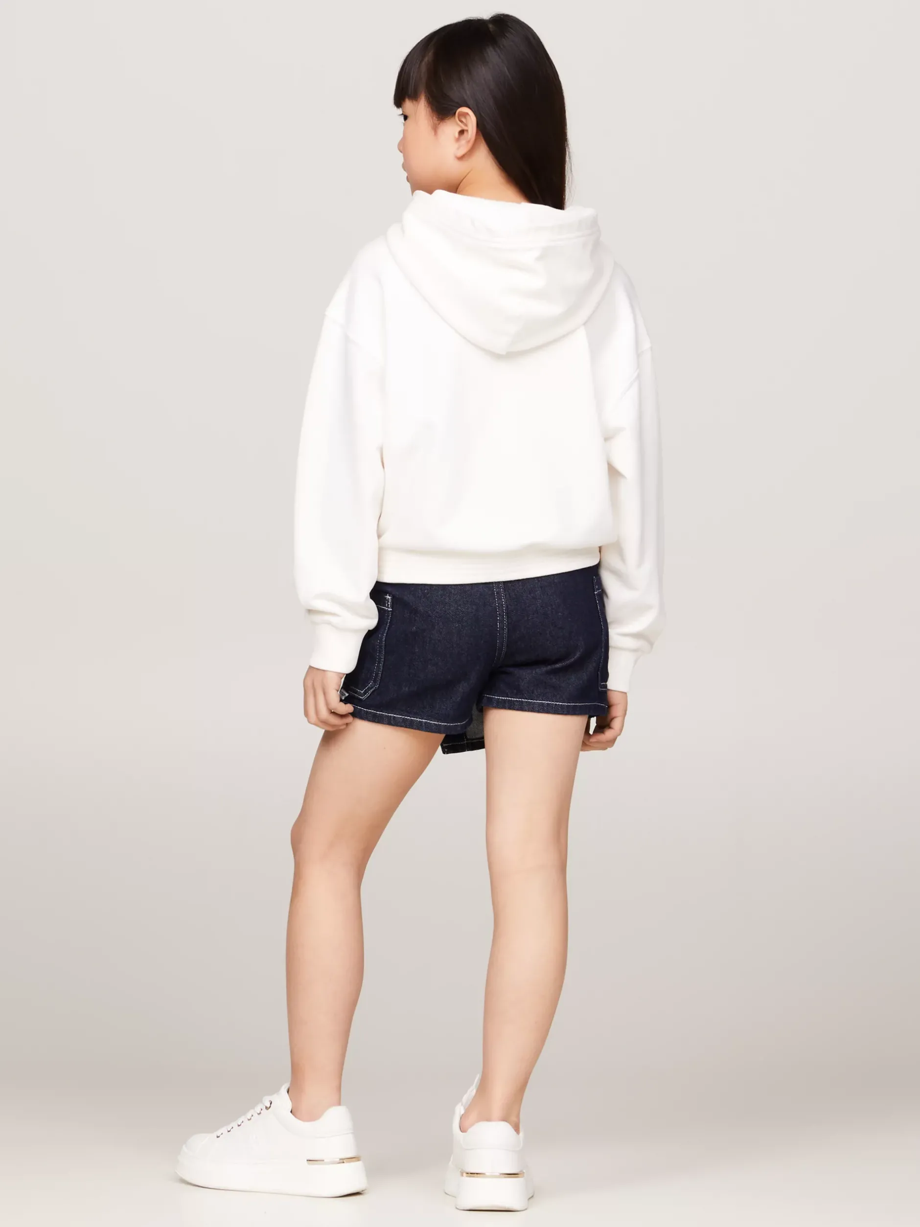 Bluzy Dresowe I Z Kapturem*Tommy Hilfiger Luźna Bluza Z Kapturem I Logo Hilfiger ANCIENT WHITE