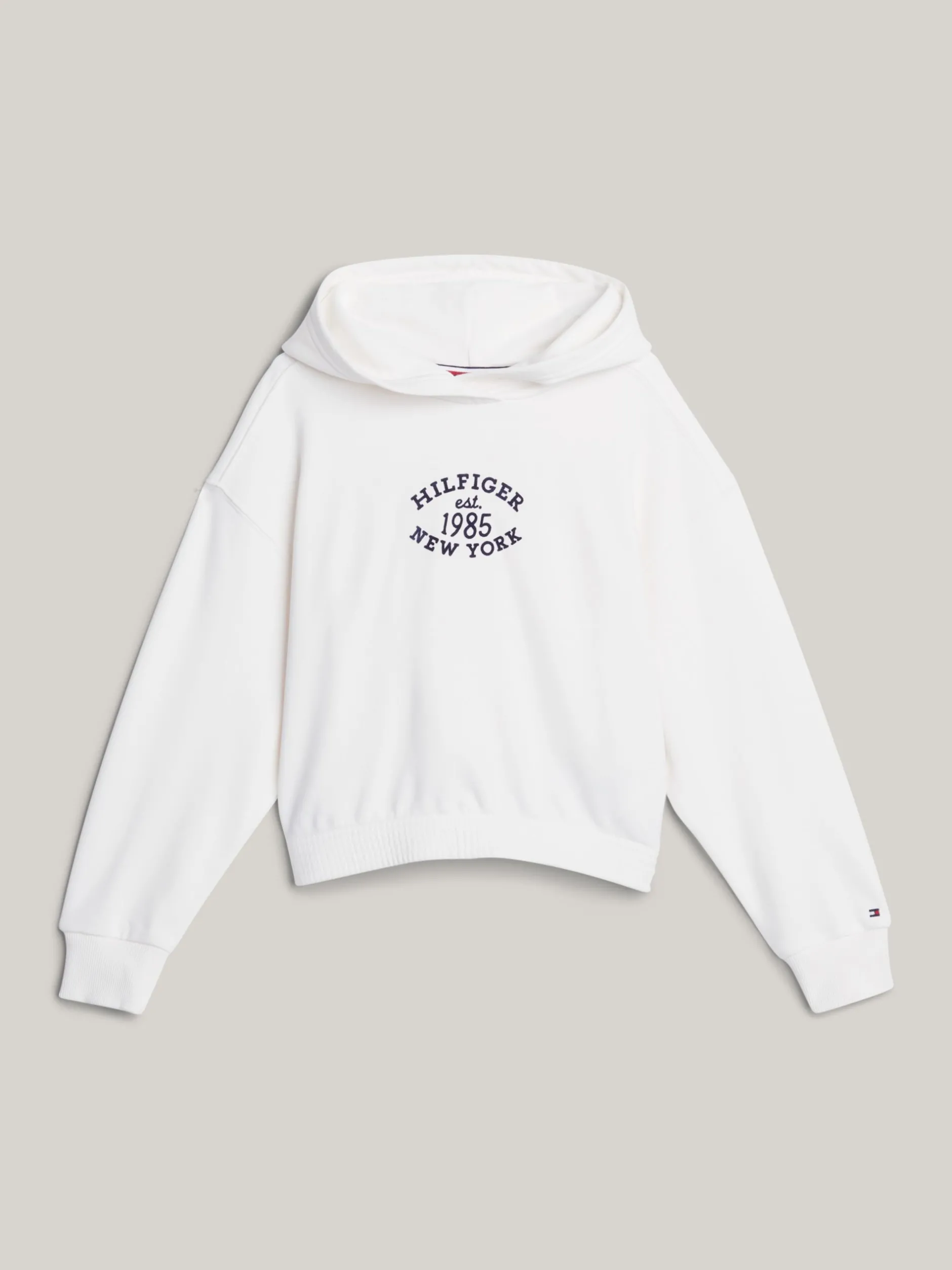 Bluzy Dresowe I Z Kapturem*Tommy Hilfiger Luźna Bluza Z Kapturem I Logo Hilfiger ANCIENT WHITE