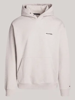 Bluzy Dresowe & Z Kapturem*Tommy Hilfiger Luźna Bluza Z Kapturem I Naszywką Z Logo HEATHERED PEBBLE