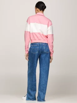 Bluzy Dresowe & Z Kapturem*Tommy Hilfiger Luźna Bluza Z Kołnierzykiem BALLET PINK / MULTI