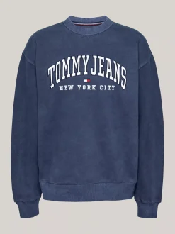 Bluzy Dresowe & Z Kapturem*Tommy Hilfiger Luźna Bluza Z Okrągłym Dekoltem W Stylu Varsity DARK NIGHT NAVY
