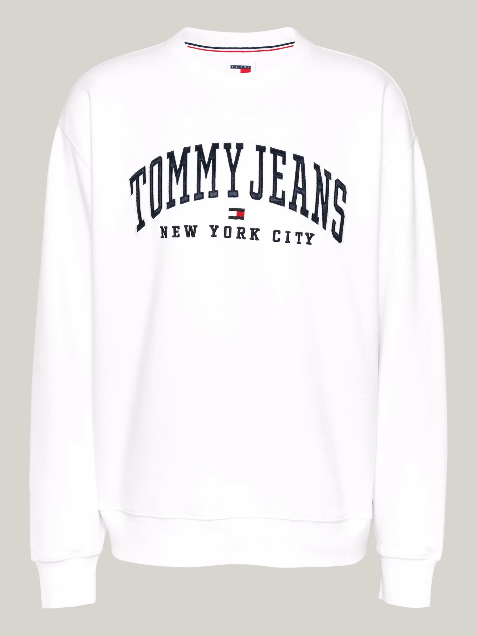 Bluzy Dresowe & Z Kapturem*Tommy Hilfiger Luźna Bluza Z Okrągłym Dekoltem W Stylu Varsity WHITE