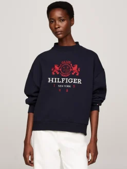 Bluzy Dresowe & Z Kapturem*Tommy Hilfiger Luźna Bluza Z Wyhaftowanym Logo DESERT SKY