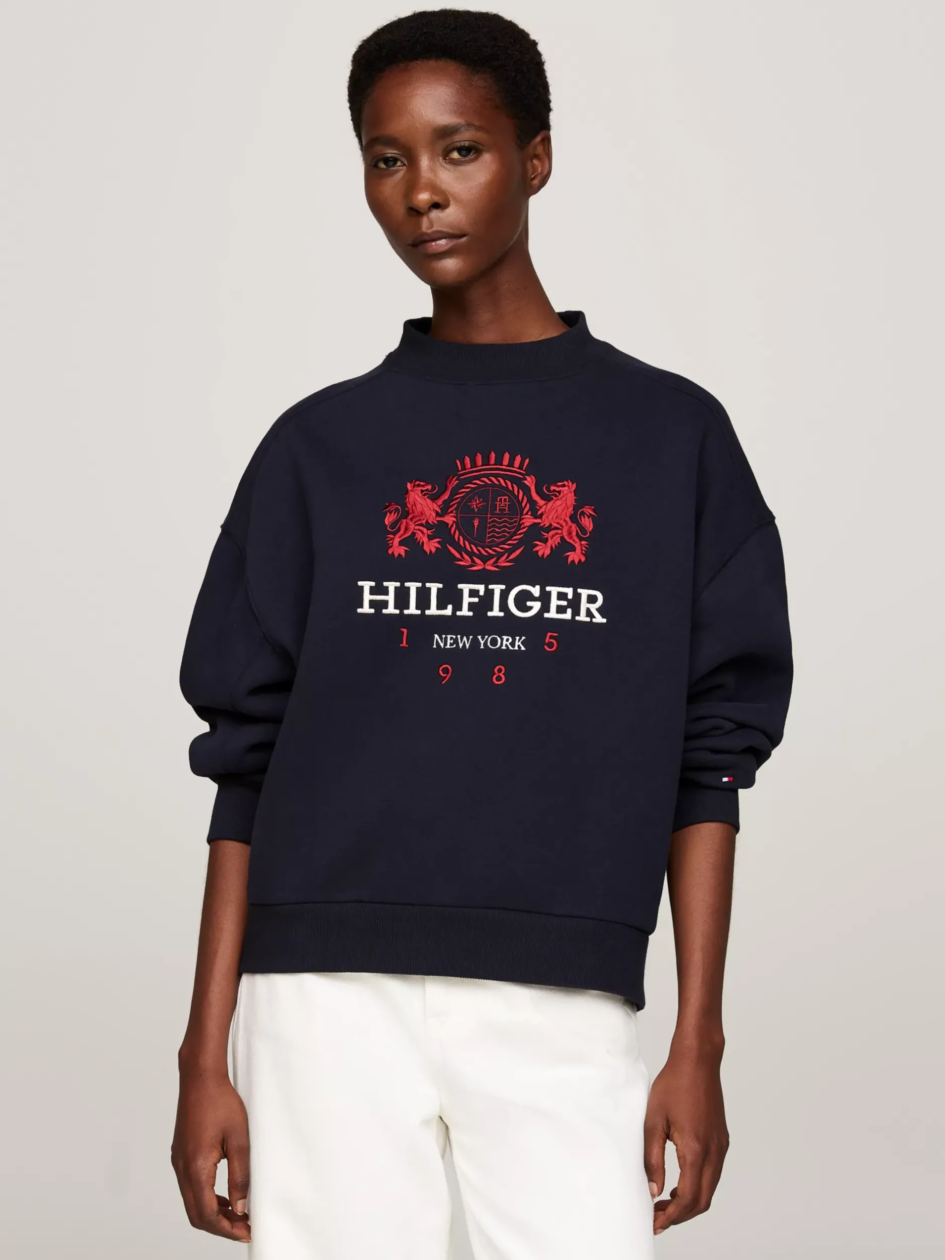 Bluzy Dresowe & Z Kapturem*Tommy Hilfiger Luźna Bluza Z Wyhaftowanym Logo DESERT SKY