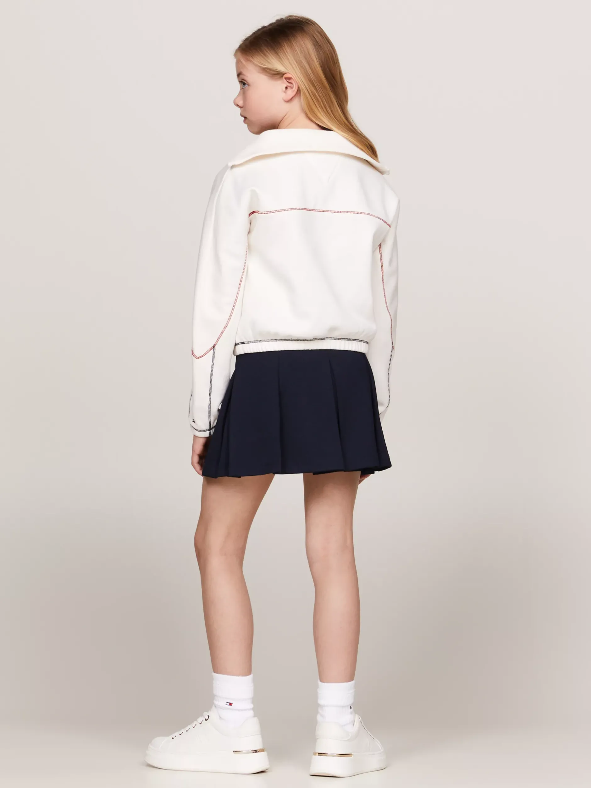 Bluzy Dresowe I Z Kapturem*Tommy Hilfiger Luźna Bluza Z Zamkiem Do Połowy Długości ANCIENT WHITE