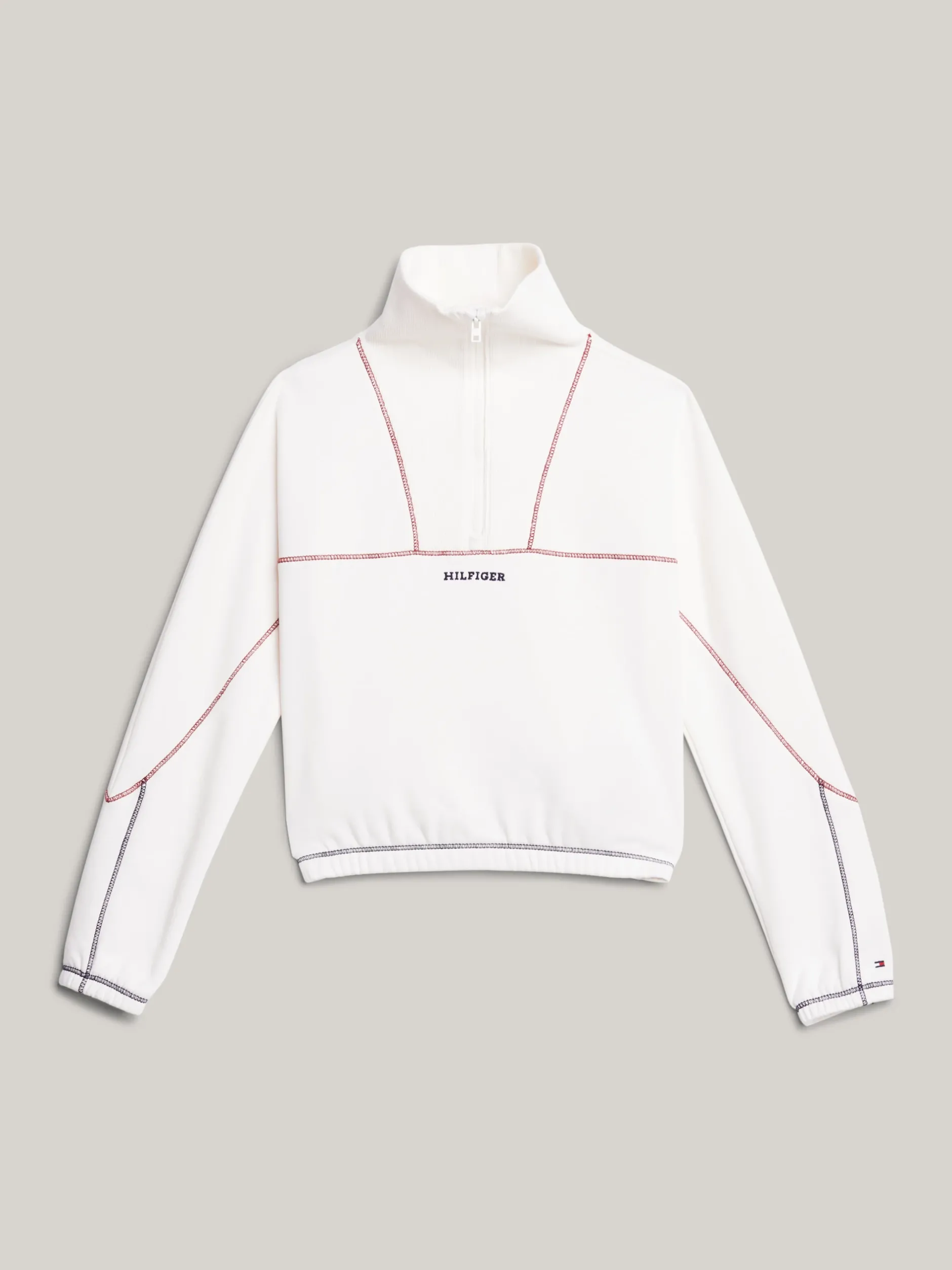 Bluzy Dresowe I Z Kapturem*Tommy Hilfiger Luźna Bluza Z Zamkiem Do Połowy Długości ANCIENT WHITE