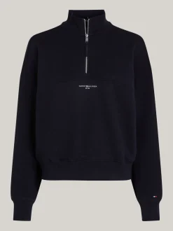 Bluzy Dresowe & Z Kapturem*Tommy Hilfiger Luźna Bluza Z Zamkiem Do Połowy Długości DESERT SKY