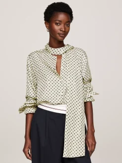 Koszule & Bluzki*Tommy Hilfiger Luźna Bluzka W Apaszkowy Wzór Z Wiązaniem HERITAGE FOULARD/ LEMON ZEST