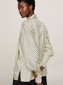Koszule & Bluzki*Tommy Hilfiger Luźna Bluzka W Apaszkowy Wzór Z Wiązaniem HERITAGE FOULARD/ LEMON ZEST