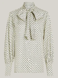 Koszule & Bluzki*Tommy Hilfiger Luźna Bluzka W Apaszkowy Wzór Z Wiązaniem HERITAGE FOULARD/ LEMON ZEST