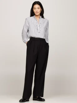 Koszule & Bluzki*Tommy Hilfiger Luźna Bluzka We Wzór W Metaliczne Paski LUREX STP DESERT SKY/ WHITE