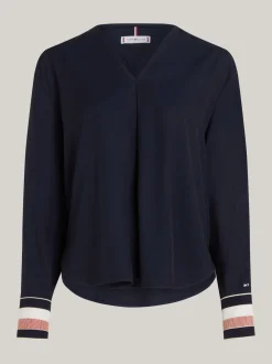Koszule & Bluzki*Tommy Hilfiger Luźna Bluzka Z Dekoltem W Szpic DESERT SKY