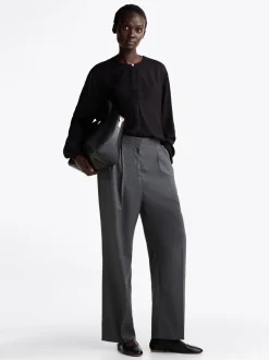 Koszule & Bluzki*Tommy Hilfiger Luźna Bluzka Z Wytłaczanym Guzikiem BLACK