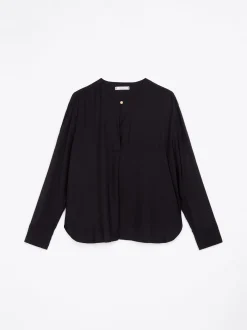Koszule & Bluzki*Tommy Hilfiger Luźna Bluzka Z Wytłaczanym Guzikiem BLACK