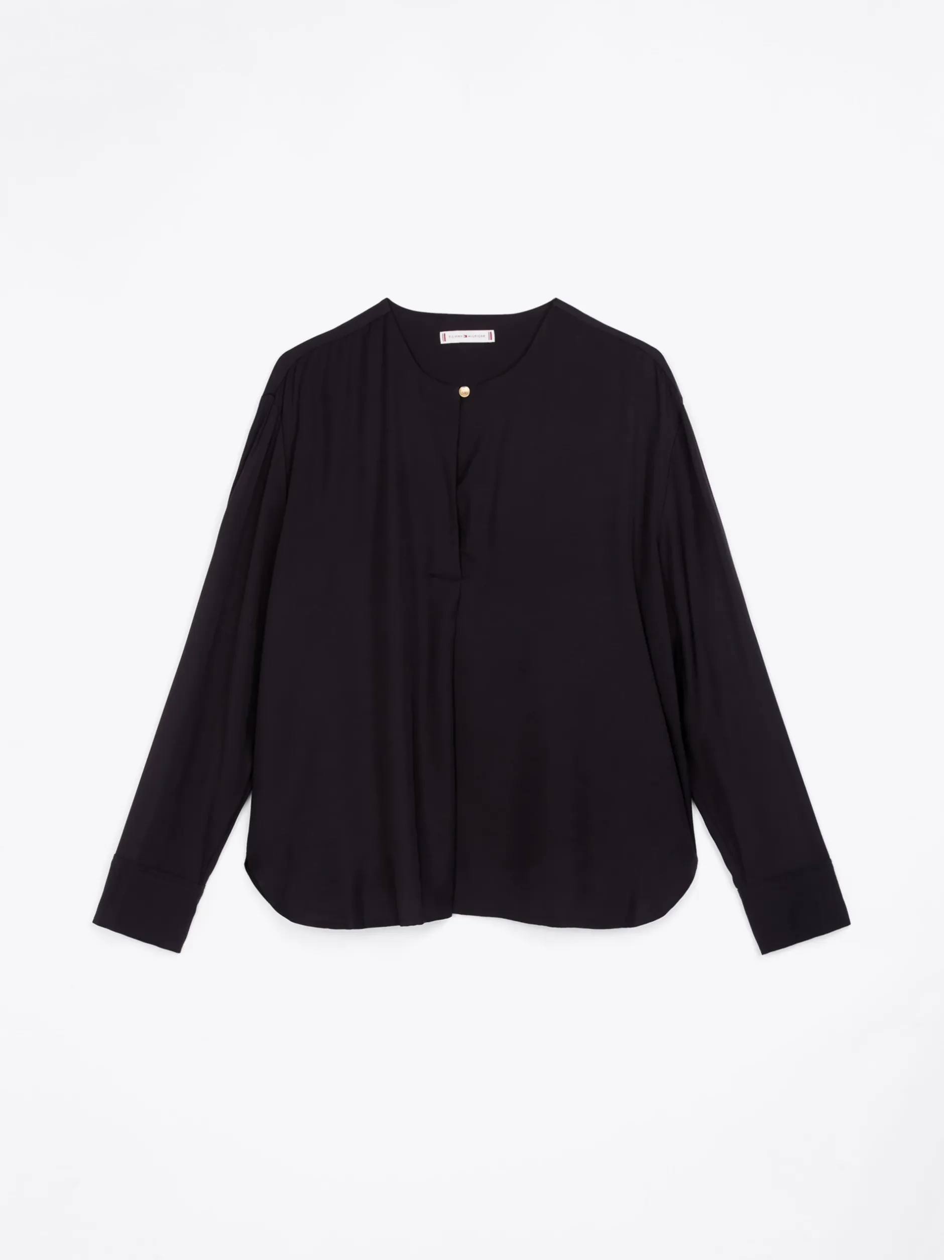 Koszule & Bluzki*Tommy Hilfiger Luźna Bluzka Z Wytłaczanym Guzikiem BLACK