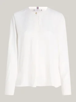 Koszule & Bluzki*Tommy Hilfiger Luźna Bluzka Z Wytłaczanym Guzikiem ANCIENT WHITE