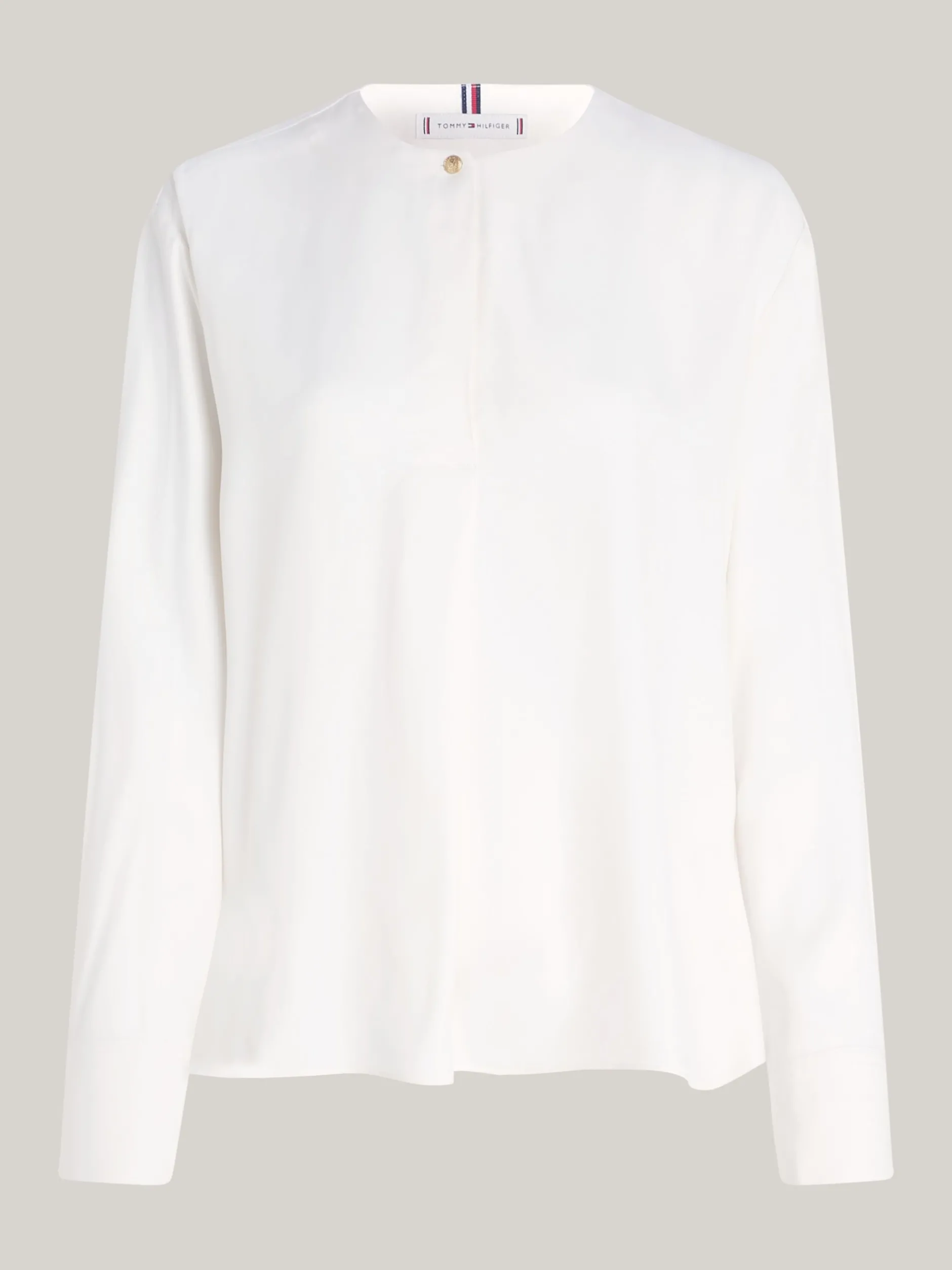 Koszule & Bluzki*Tommy Hilfiger Luźna Bluzka Z Wytłaczanym Guzikiem ANCIENT WHITE