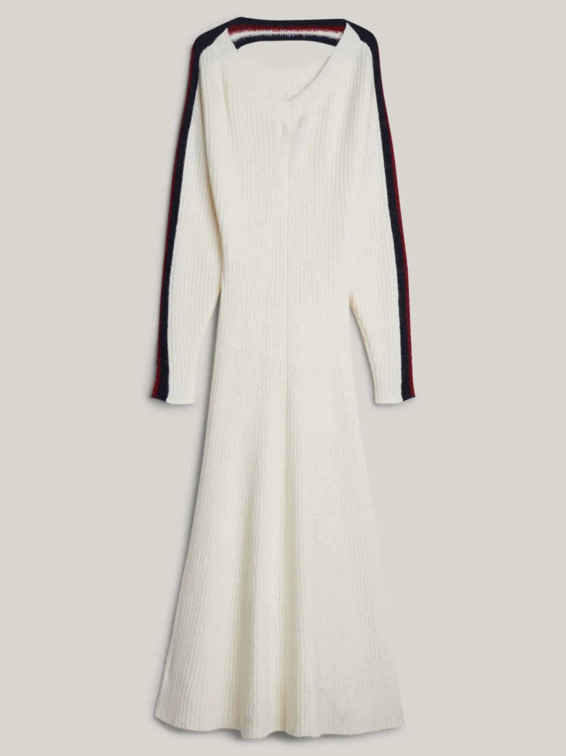 Sukienki*Tommy Hilfiger Luźna Dzianinowa Sukienka Midi Z Emblematem IVORY