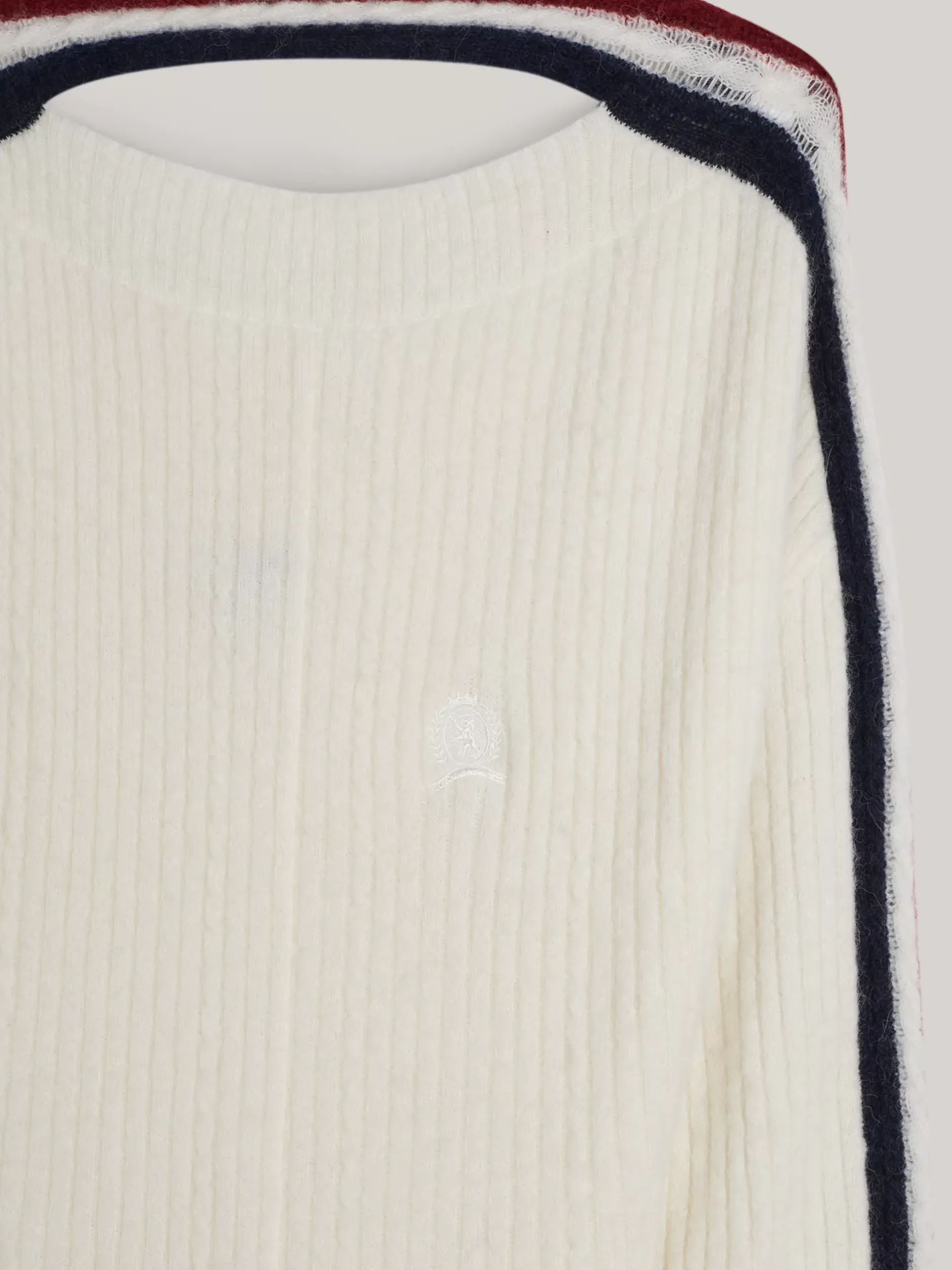 Sukienki*Tommy Hilfiger Luźna Dzianinowa Sukienka Midi Z Emblematem IVORY