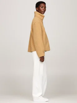 Kurtki & Płaszcze*Tommy Hilfiger Luźna Futerkowa Kurtka Z Zapięciem Na Zamek CLASSIC KHAKI