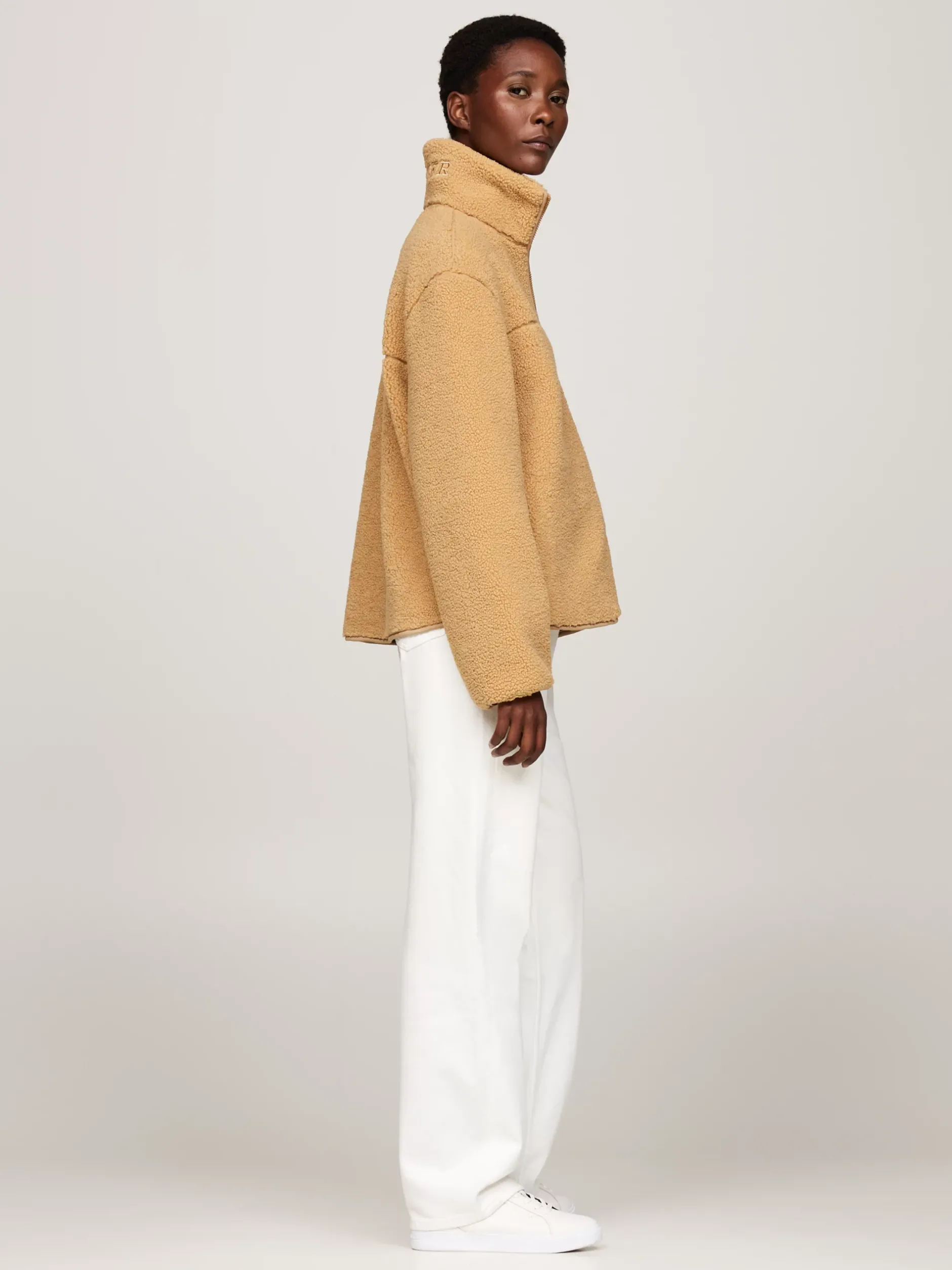 Kurtki & Płaszcze*Tommy Hilfiger Luźna Futerkowa Kurtka Z Zapięciem Na Zamek CLASSIC KHAKI