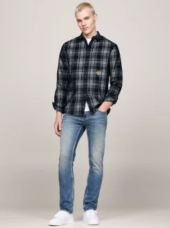 Koszule*Tommy Hilfiger Luźna Koszula W Kratę DARK NIGHT NAVY