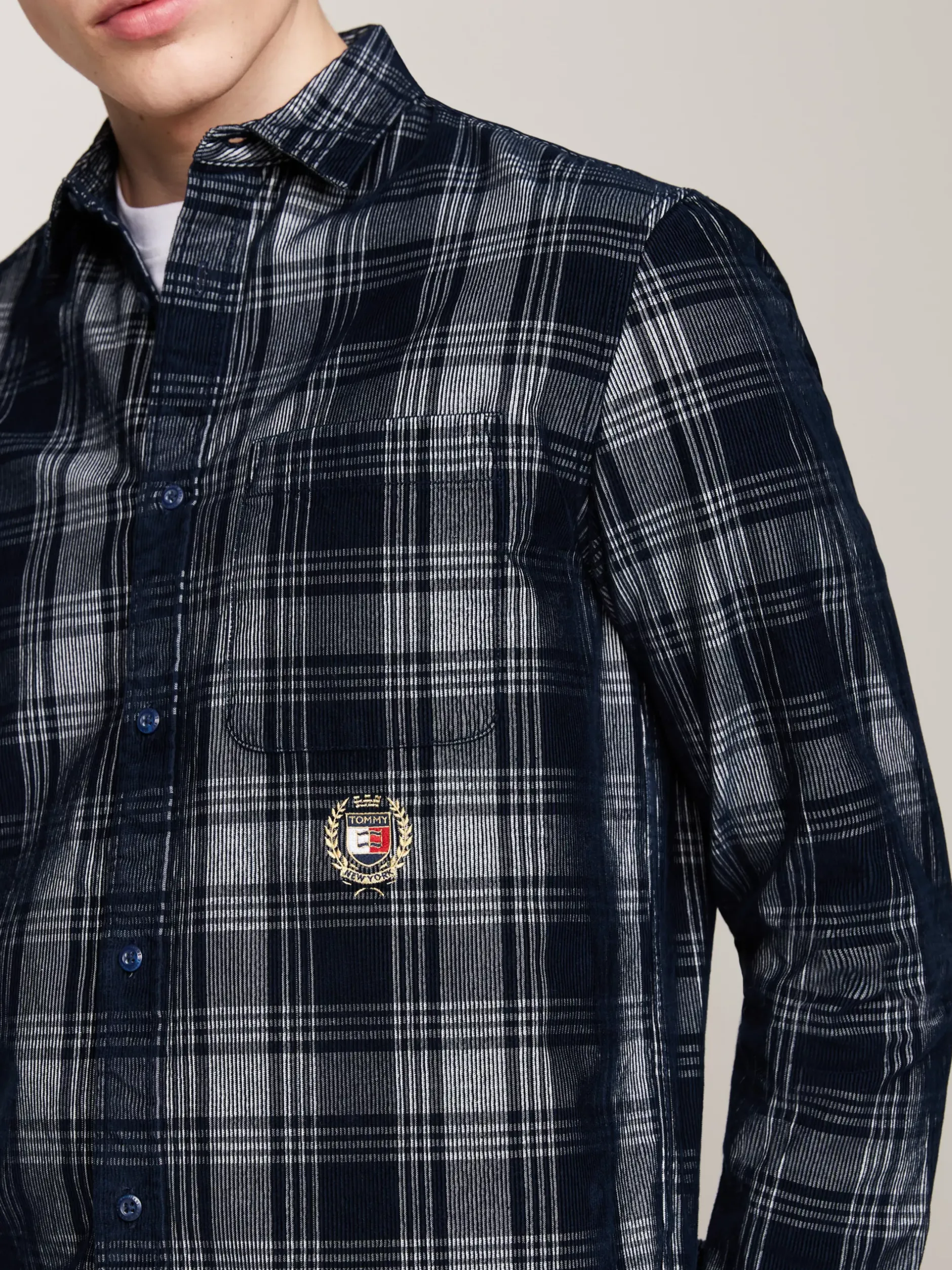 Koszule*Tommy Hilfiger Luźna Koszula W Kratę DARK NIGHT NAVY