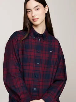 Koszule & Bluzki*Tommy Hilfiger Luźna Koszula W Szkocką Kratę ROUGE WINTER CHECK