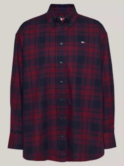 Koszule & Bluzki*Tommy Hilfiger Luźna Koszula W Szkocką Kratę ROUGE WINTER CHECK