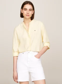 Koszule & Bluzki*Tommy Hilfiger Luźna Koszula We Wzór W Paski Bez Kołnierzyka STRIPE/ LEMON ZEST/ ECRU