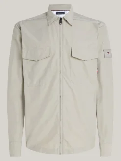 Kurtki & Płaszcze*Tommy Hilfiger Luźna Koszula Wierzchnia Z Zapięciem Na Zamek STONE