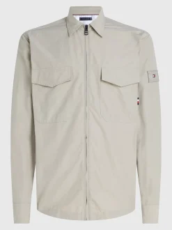 Kurtki & Płaszcze*Tommy Hilfiger Luźna Koszula Wierzchnia Z Zapięciem Na Zamek STONE