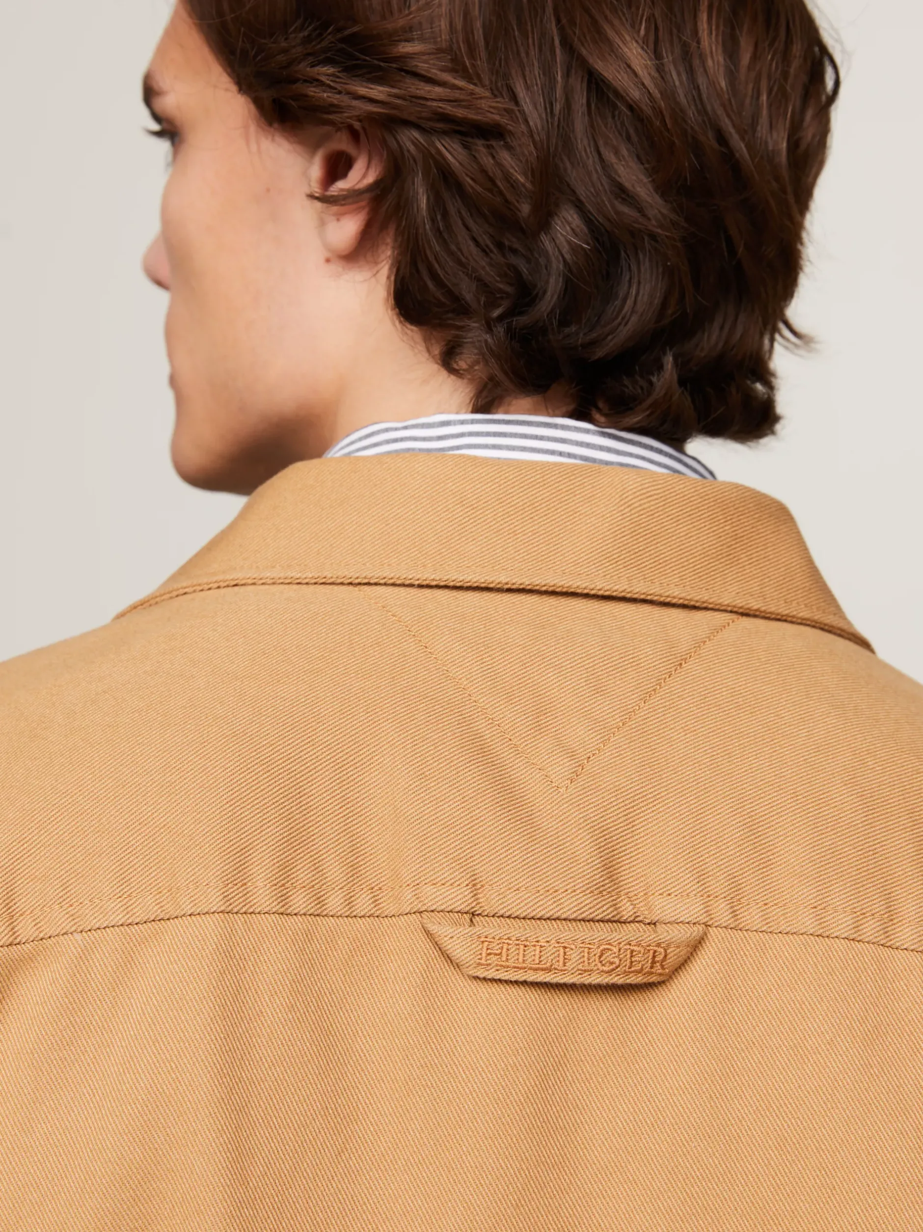 Koszule*Tommy Hilfiger Luźna Koszula Wierzchnia Z Diagonalu CLASSIC KHAKI