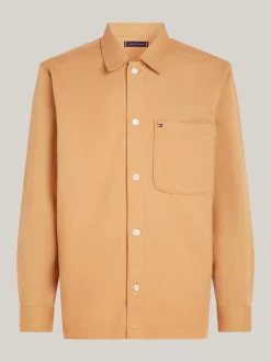 Koszule*Tommy Hilfiger Luźna Koszula Wierzchnia Z Diagonalu CLASSIC KHAKI