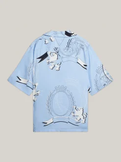 Koszule*Tommy Hilfiger Luźna Koszula Z Krótkim Rękawem I Emblematem VESSEL BLUE