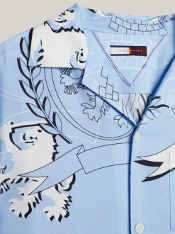 Koszule*Tommy Hilfiger Luźna Koszula Z Krótkim Rękawem I Emblematem VESSEL BLUE