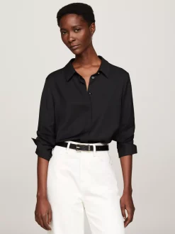 Koszule & Bluzki*Tommy Hilfiger Luźna Koszula Z Metalową Flagą BLACK