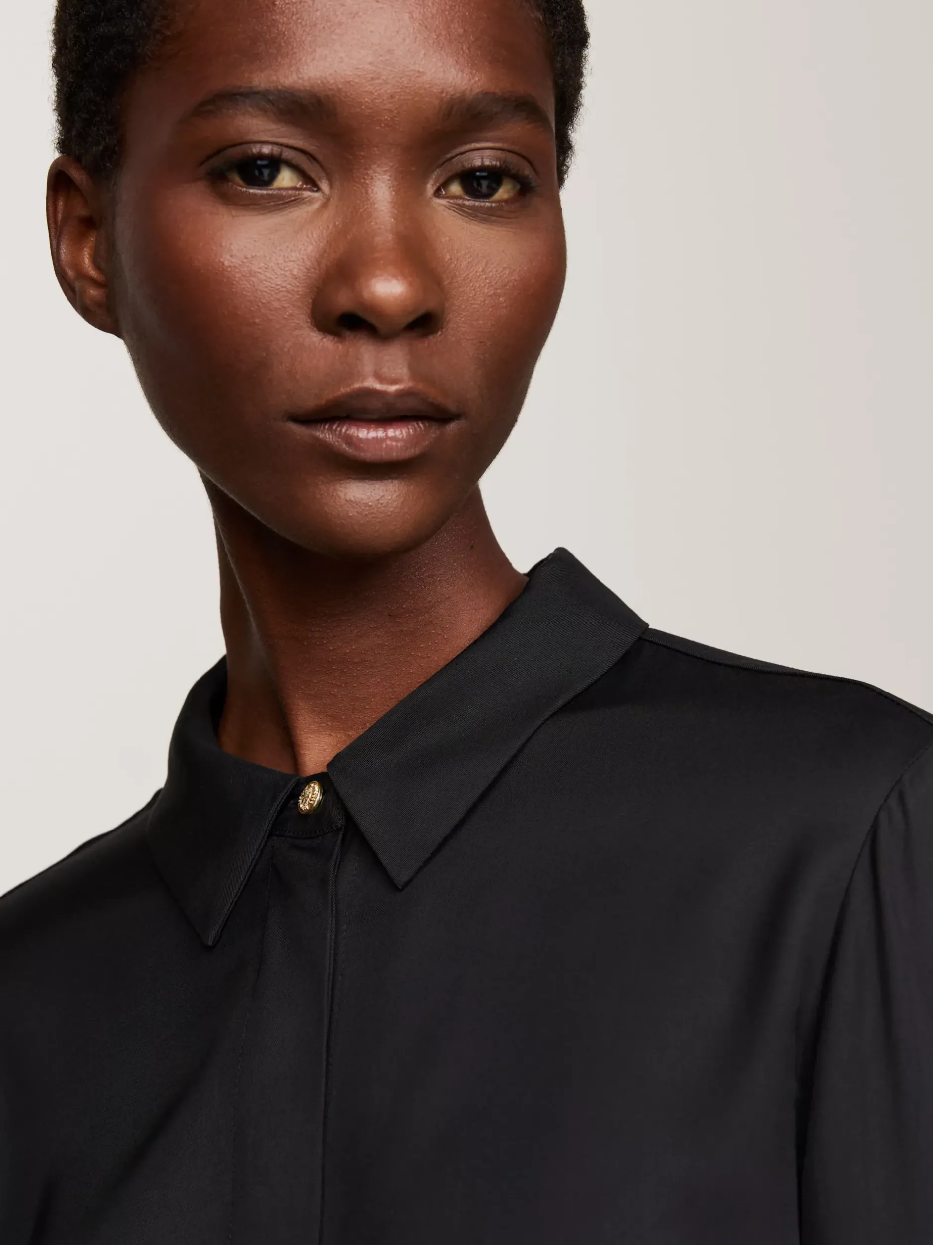 Koszule & Bluzki*Tommy Hilfiger Luźna Koszula Z Metalową Flagą BLACK