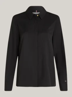 Koszule & Bluzki*Tommy Hilfiger Luźna Koszula Z Metalową Flagą BLACK